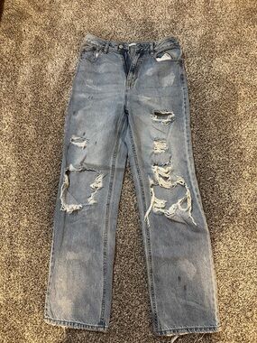 PacSun Light Blue Ripped Straight Leg Jeans